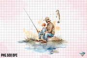 Retro Daddy Fishing Watercolor, an Illustration by Gemstone (Thumbnail 5 of 6)