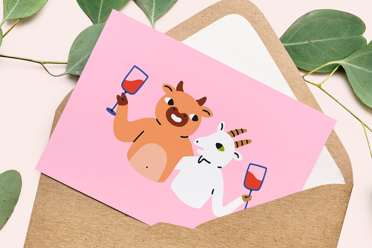 Funny animals drinking alcohol set, an Animal Illustration by Good Studio (Photo 11 of 11)