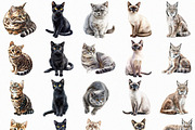 Watercolor Cats Clipart Pack (PNG), an Animal Illustration by DesignBTF (Thumbnail 4 of 8)