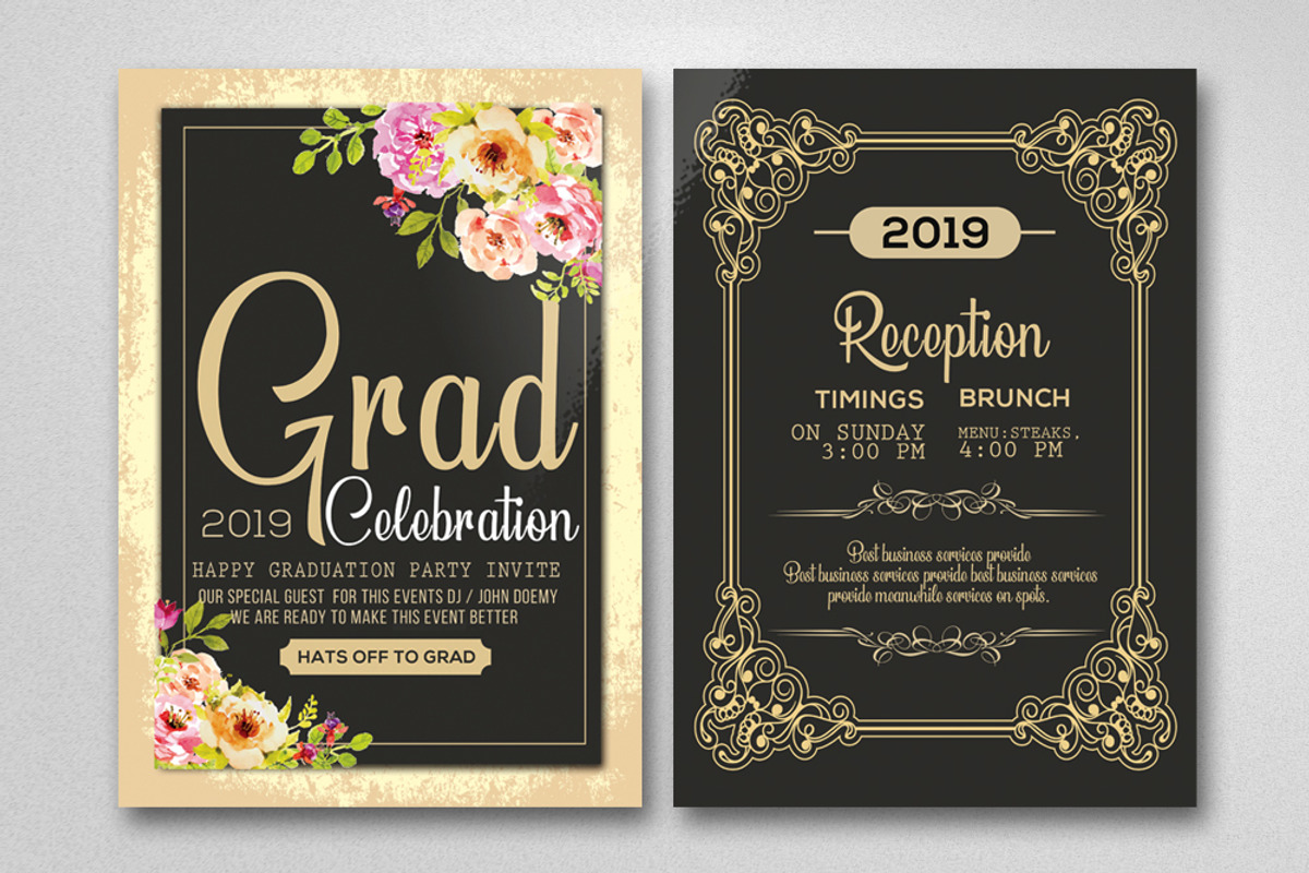 Elegant Graduation Invitation Card, a Flyer Template by Business Flyers (Photo 1 of 2)