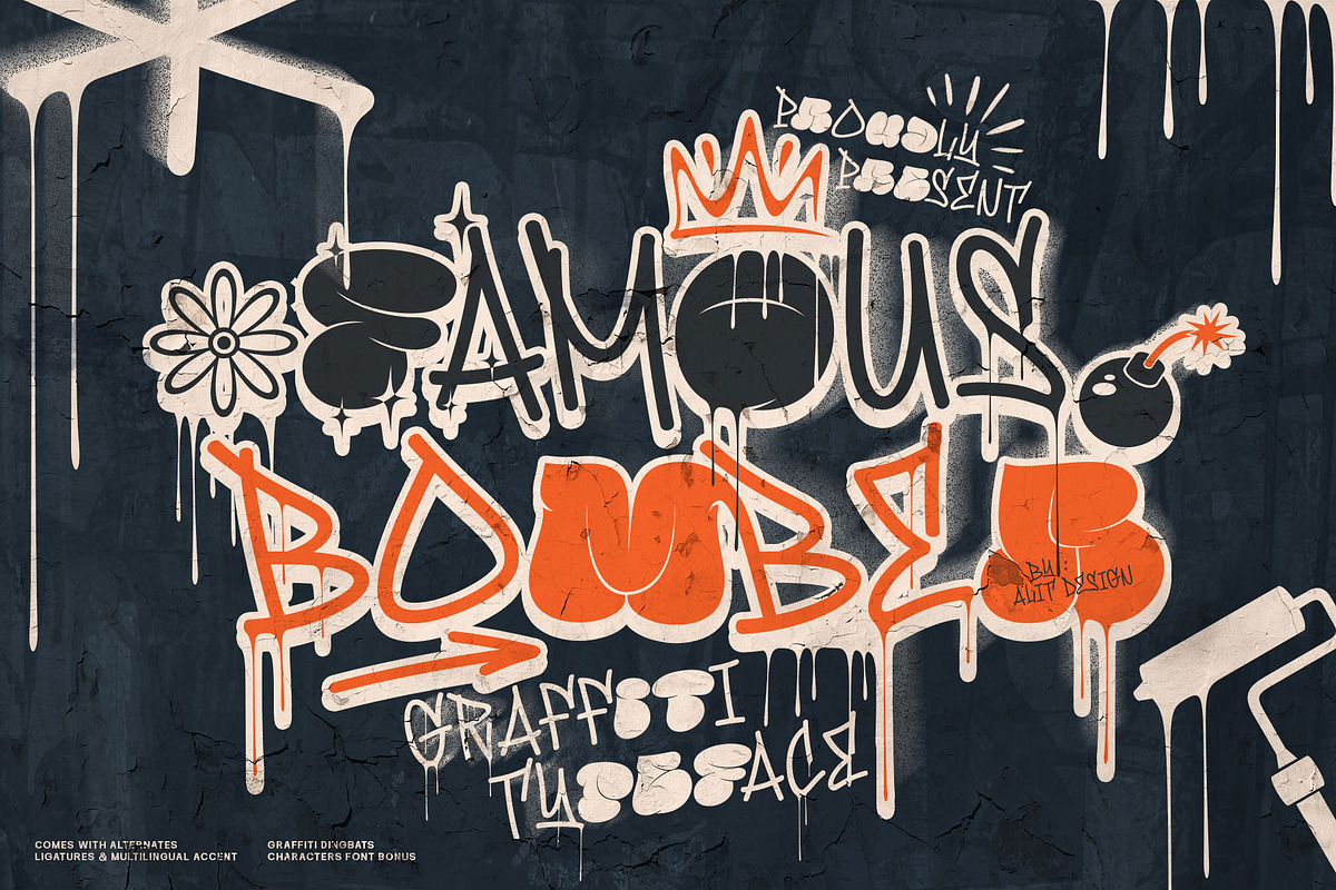 Famous Bomber Graffiti Mix Font, a Handwritten Font by alit design (Photo 2 of 30)