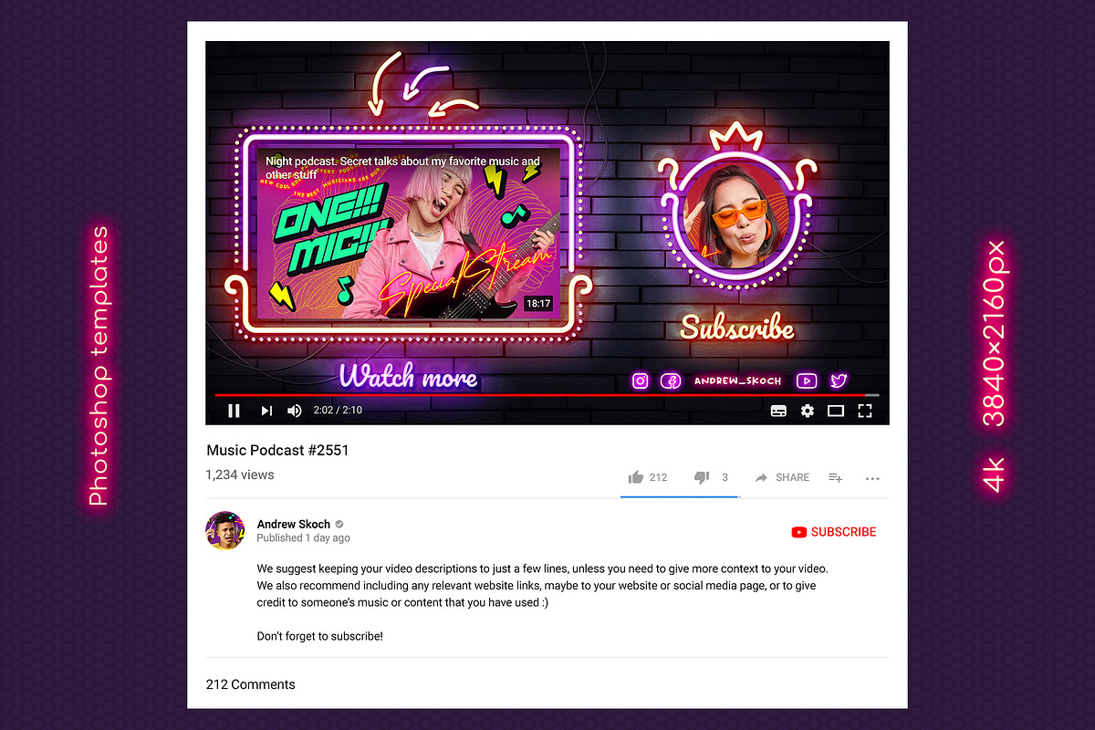 Neon YouTube End Screens, a Social Media Template by Andrew Skoch Design (Photo 15 of 18)