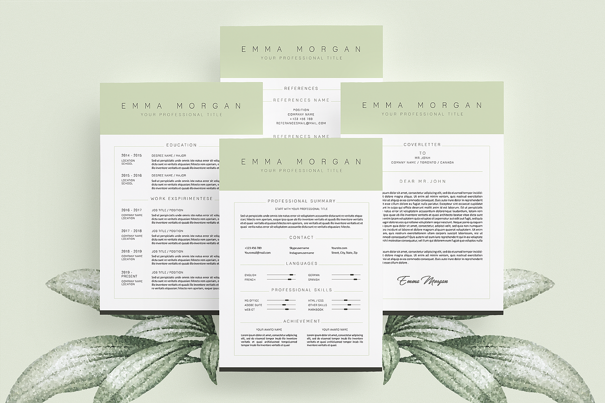3 Page Green Resume / CV Template M, a Resume Template by Showy68 Template (Photo 6 of 6)