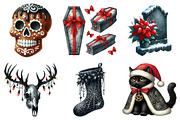 Gothic Christmas Watercolor Clipart, an Illustration by Daily.Designs (Thumbnail 3 of 4)