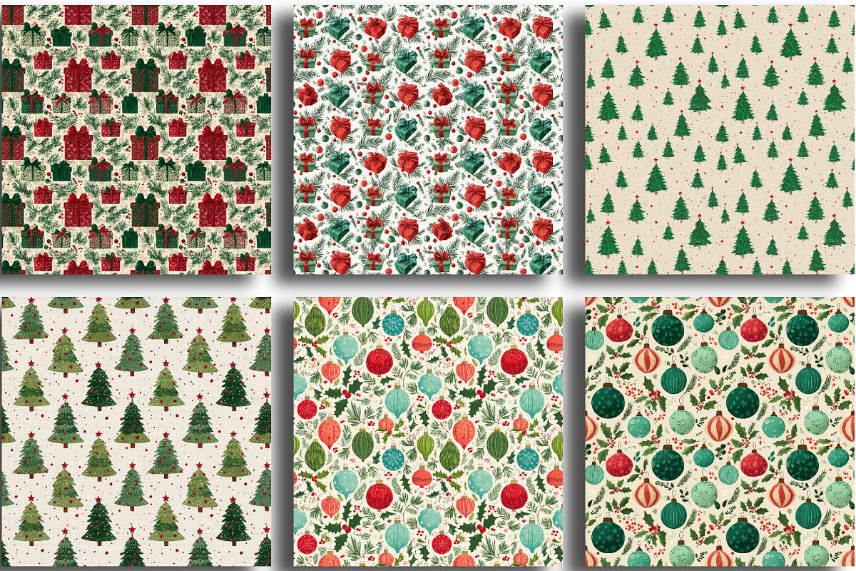 Merry & Bright Christmas Digital Pap, an Illustration by CraftArtStudio (Photo 2 of 3)