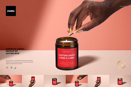 Amber Jar Candle Mockup Set, a Mockup by creatsy5