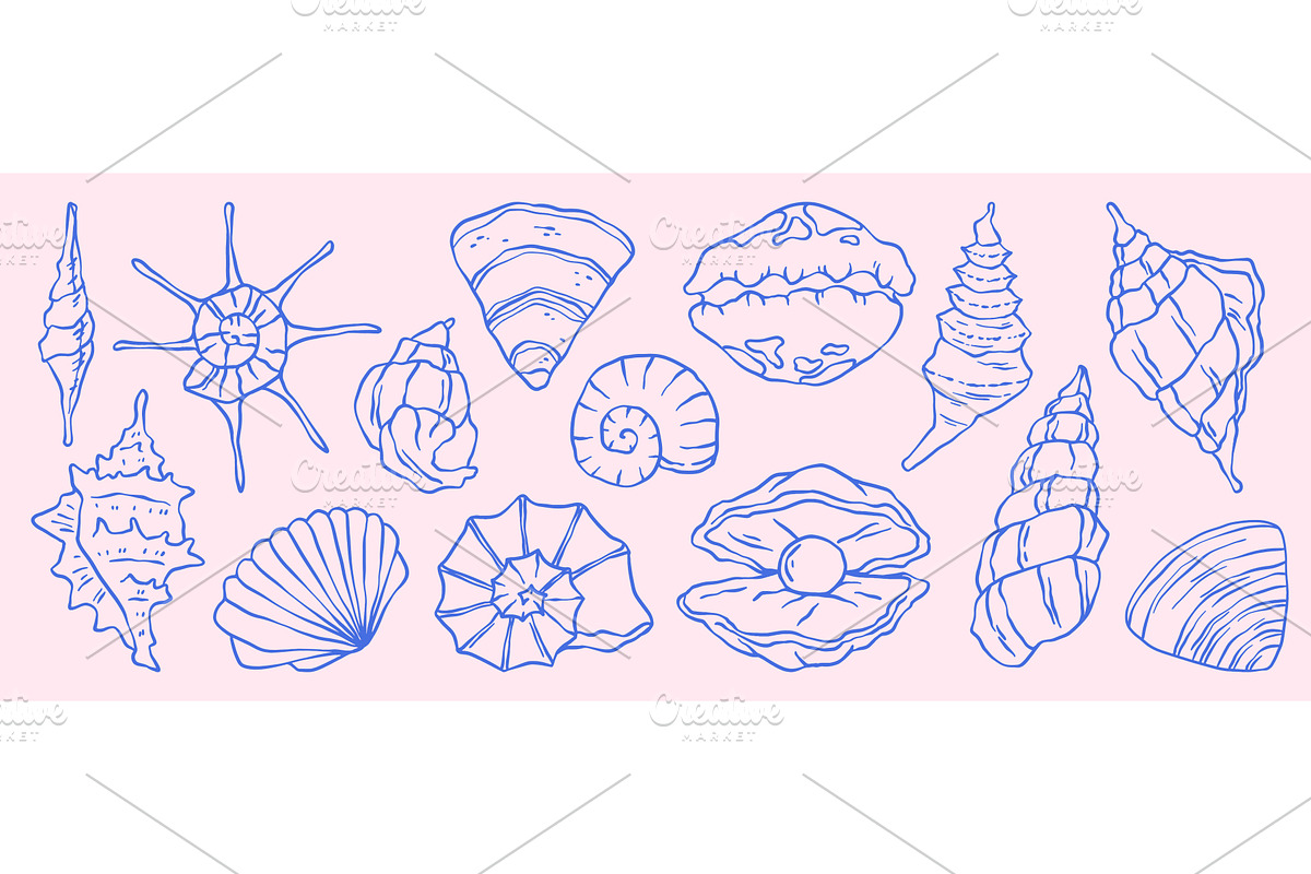 Vintage seashell and coastal doodle, an Illustration by art PVP - market