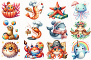 Watercolor Sea Animal Clipart, an Illustration by OK Design (Thumbnail 4 of 5)