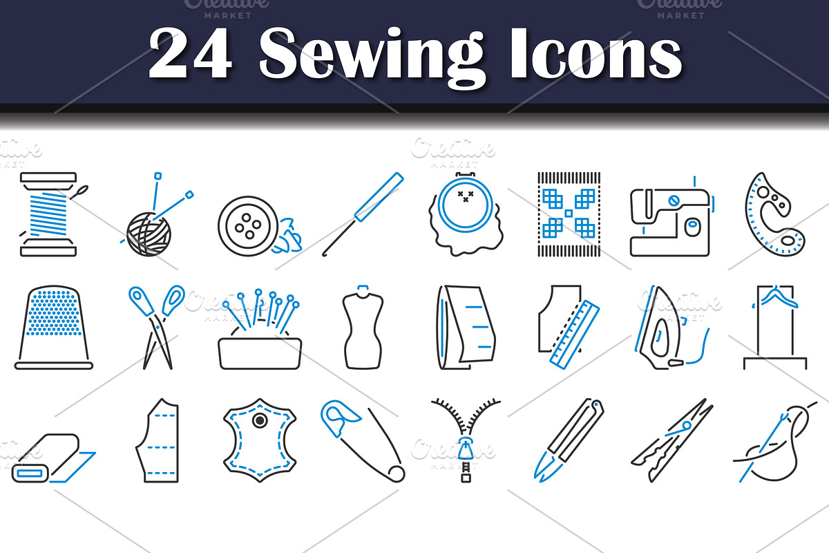 Sewing Icon Set, an Outline Icon by Pavel Vectors