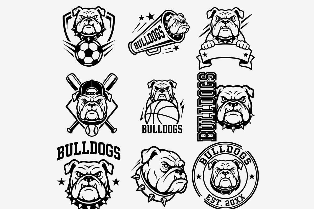Bulldog Logo Clipart Bundle, a Seasonal Illustration by Tanya Kart (Photo 6 of 9)