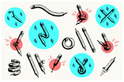 Pencil illustration set, an Illustration by RasterBird (Thumbnail 1 of 6)