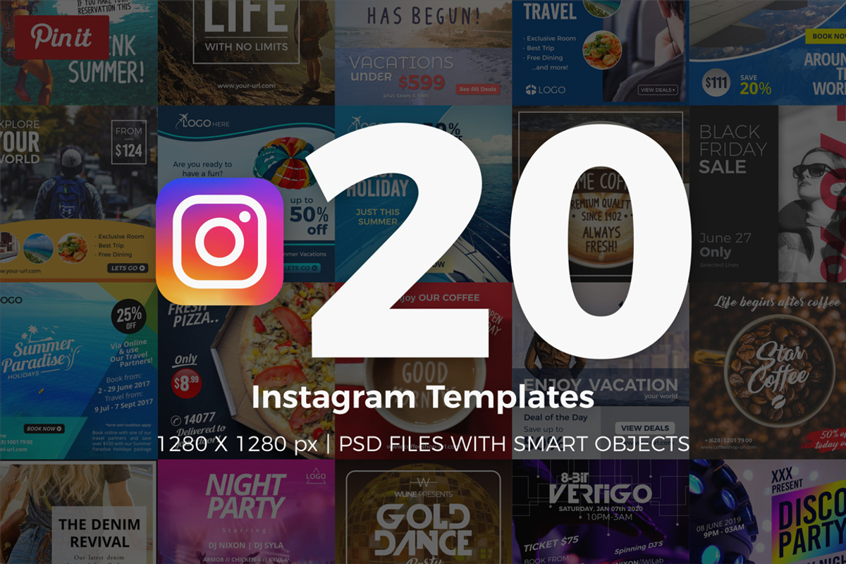 20 Instagram Templates, a Social Media Template by Studio Siv (Photo 1 of 5)