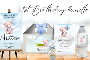 Birthday Bundle Canva Templates, a Marketing Template by Coco Bloom