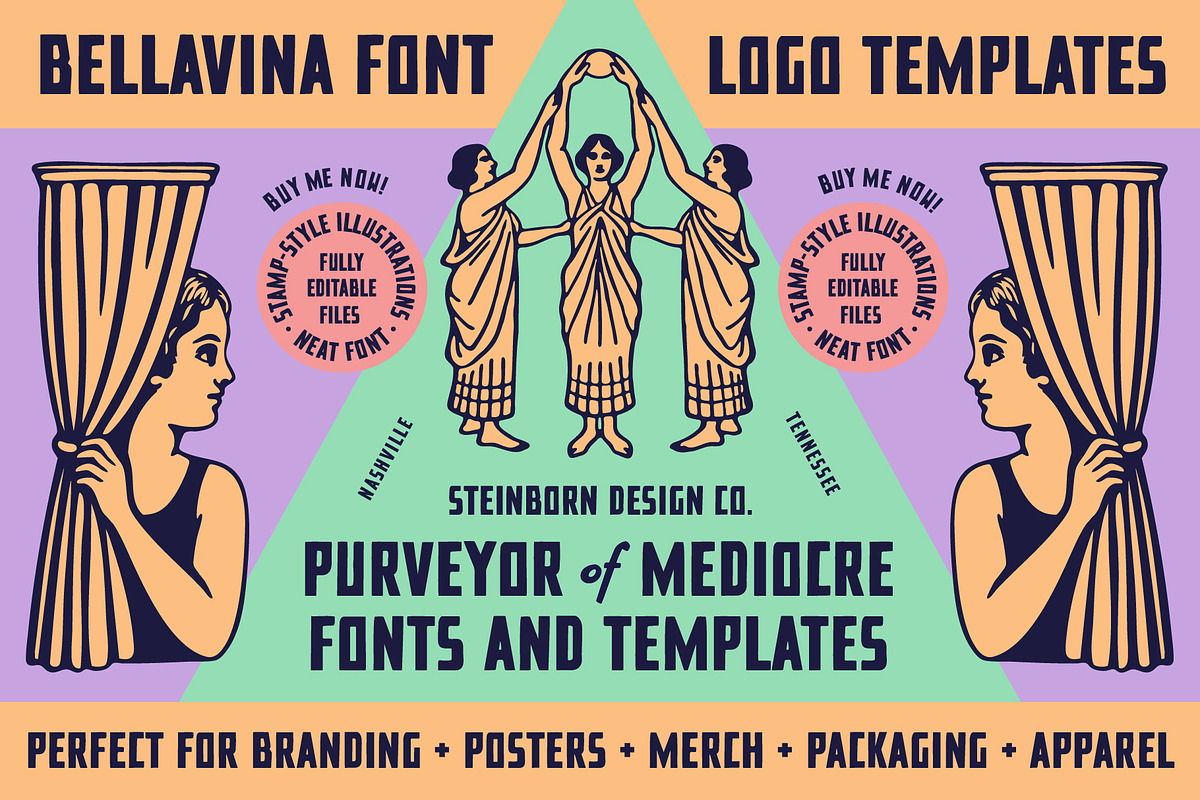 Bellavina Font and Logo Templates, a Handwritten Font by Chad Alan Steinborn (Photo 1 of 6)