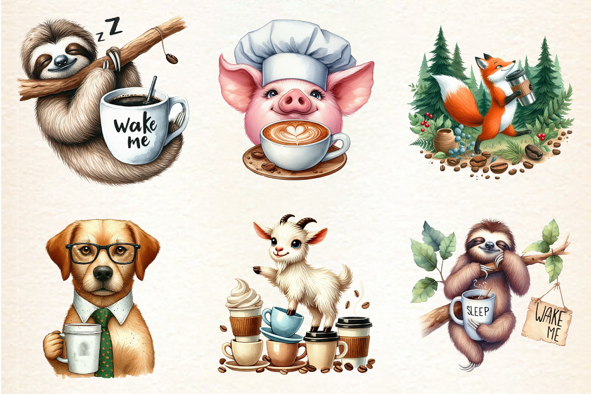 Funny coffee Animals, an Illustration by DreamArtGraphic (Photo 4 of 4)