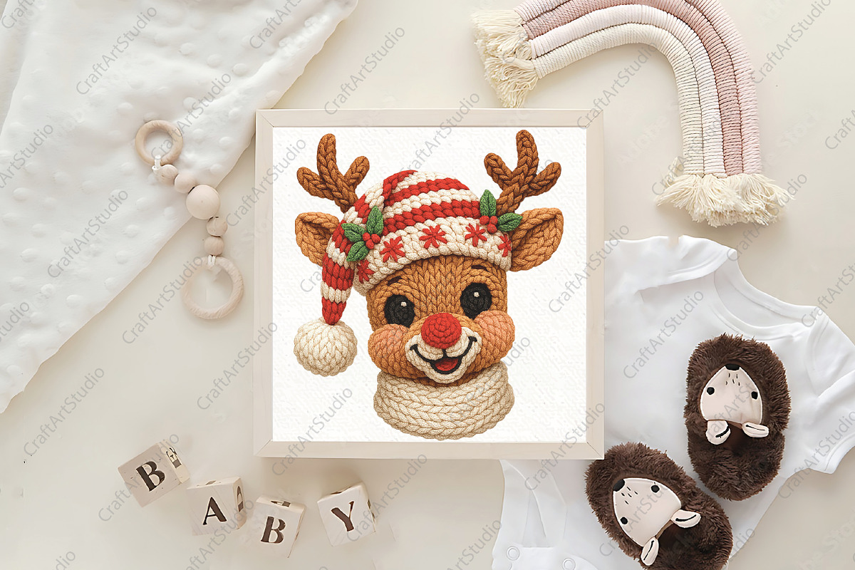 Yarn Crochet Christmas Reindeer PNG, an Illustration by CraftArtStudio (Photo 4 of 4)