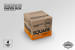 Square Slotted-Type Paper Box Mockup