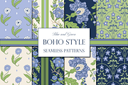 Blue and Green Boho Indian Patterns, a Pattern Graphic by RachelStudio (Thumbnail 1 of 10)