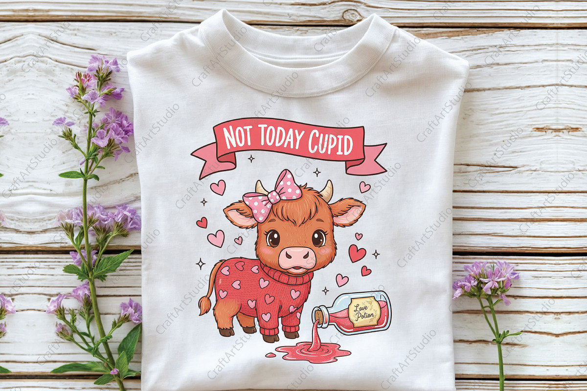 Cupid Funny Highland Cow PNG, an Illustration by CraftArtStudio (Photo 2 of 4)