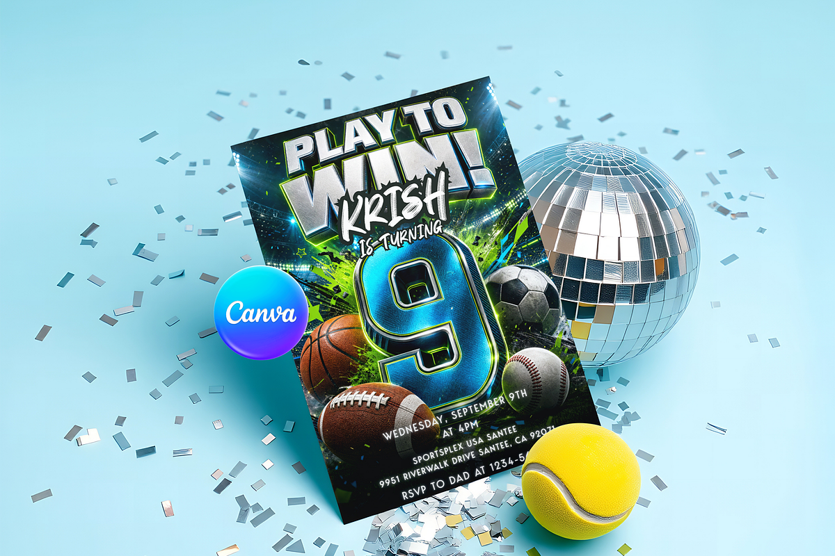 Boys 9th Birthday Party Template, an Invitation Template by InvitingStorys (Photo 3 of 14)