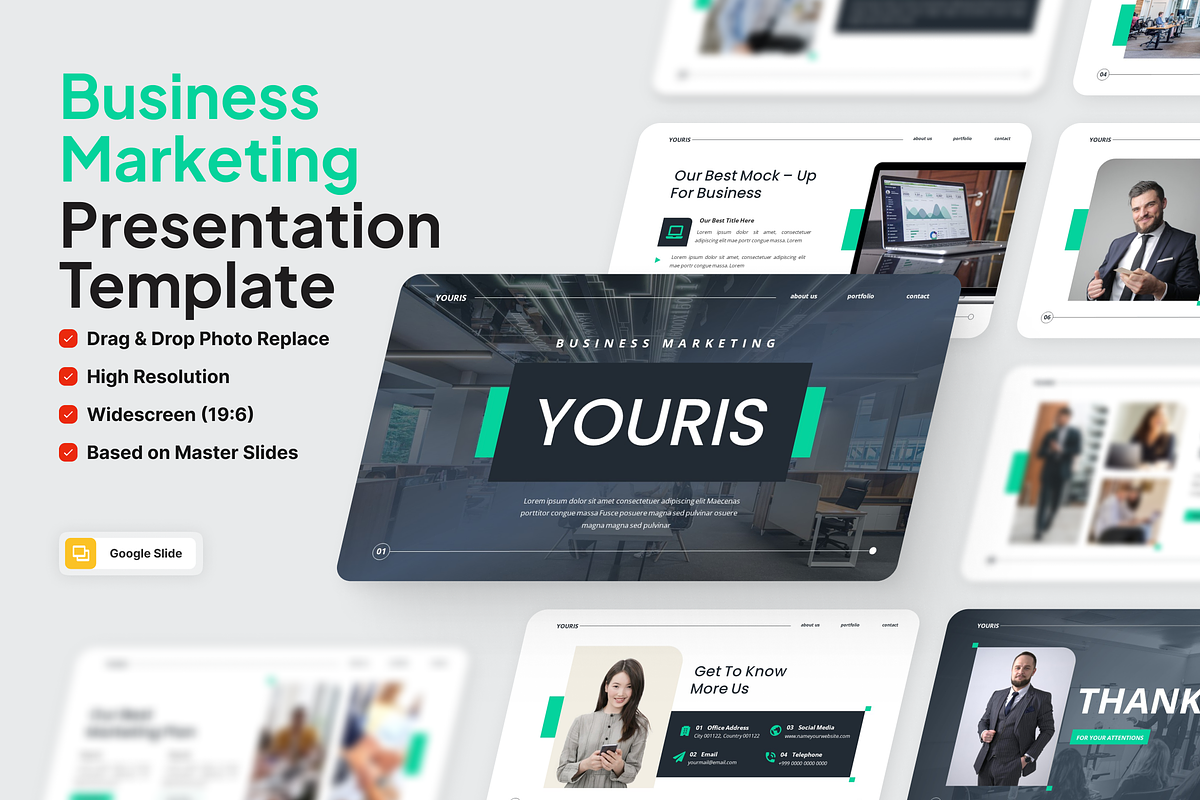 Business Marketing Google Slide, a Presentation Template by SquidPixey (Photo 1 of 6)