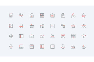 Furniture decoration interior icons, an Object Illustration by Lemberg Vector