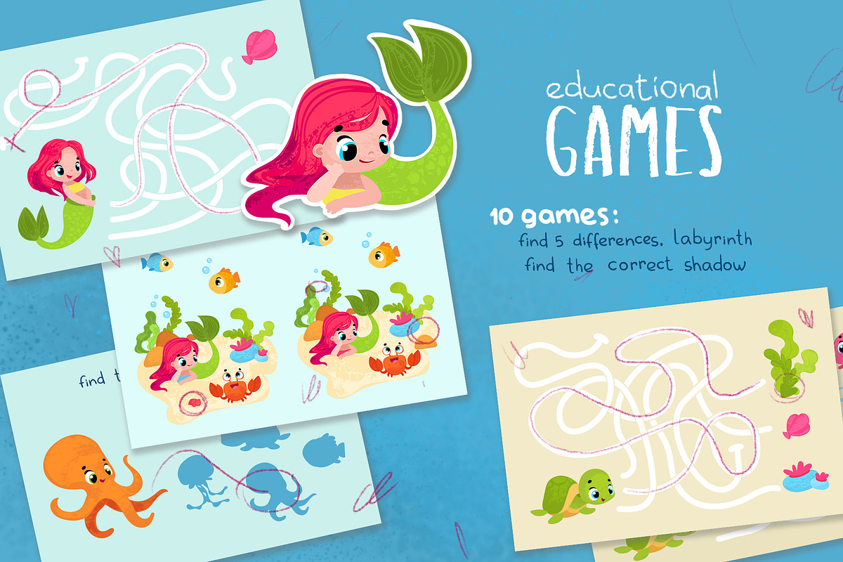 Educational games with mermaids, an Animal Illustration by tata_ota (Photo 1 of 4)