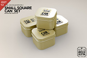 Small Square Cans Packaging Mockup, a Cups & Container Mockup by INCDesign (Thumbnail 1 of 5)