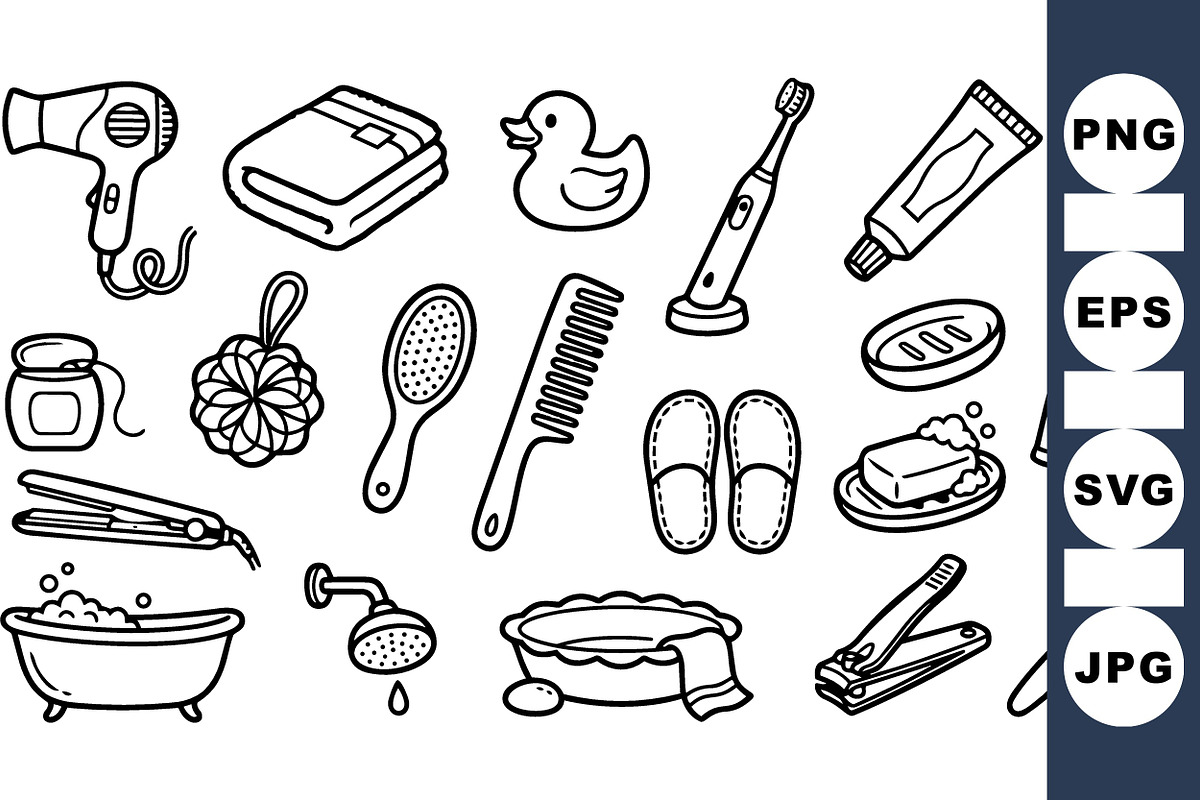 Bathroom Essentials Clipart Pack, an Illustration by designvectx (Photo 3 of 3)