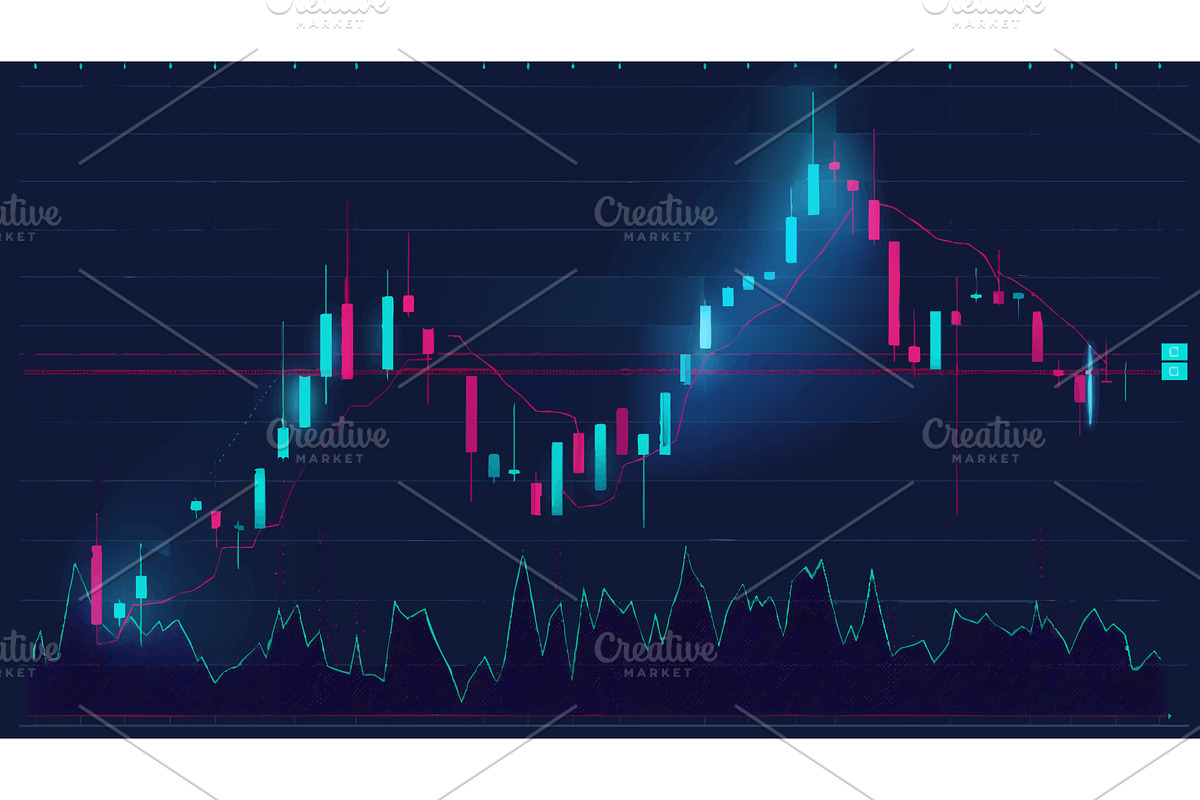 Futuristic Candlestick Chart Volume, a Finance Illustration by AlexArt