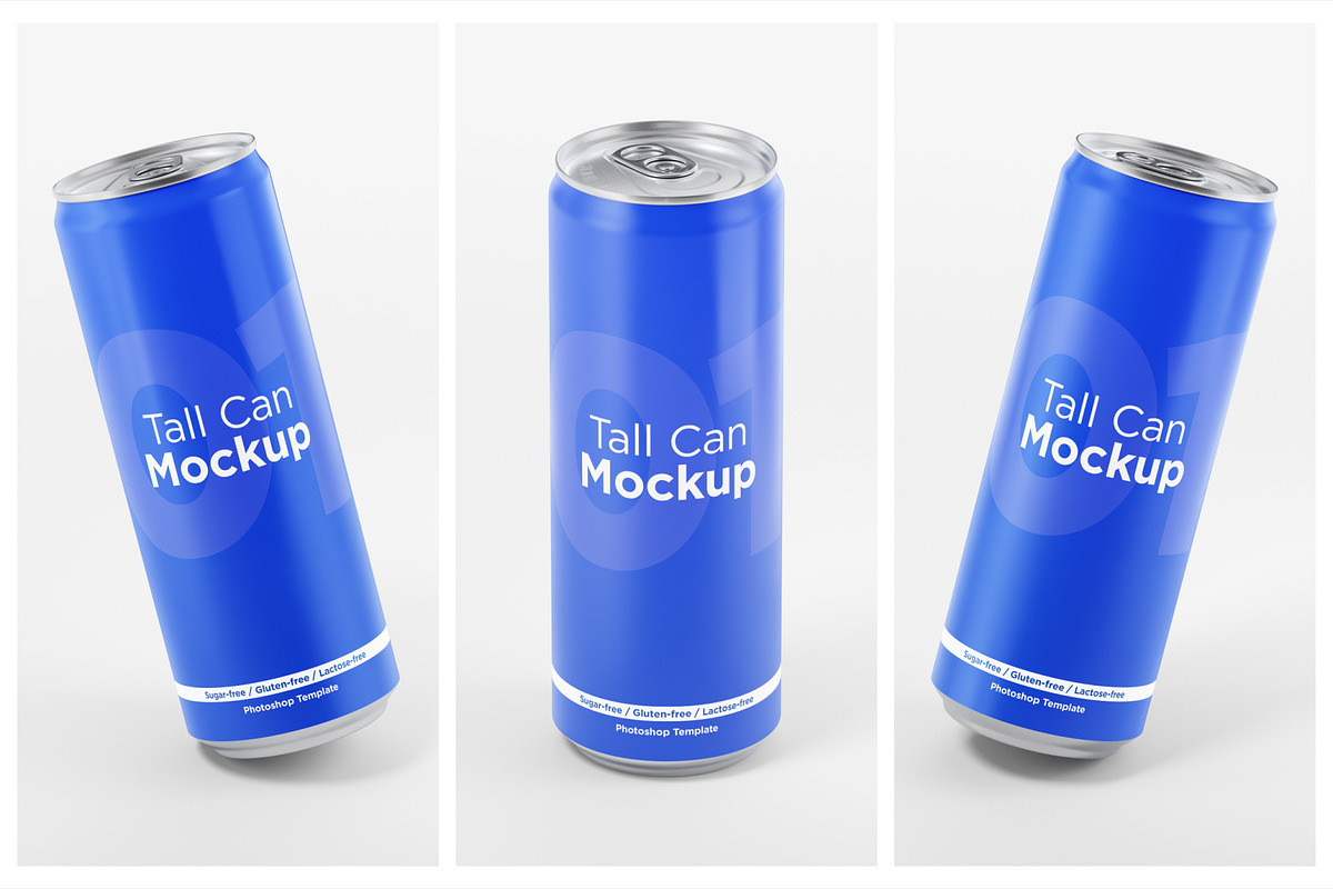 6 Tall Aluminum Cans Mockup Pack, a Cups & Container Mockup by DreamVisuals (Photo 1 of 7)