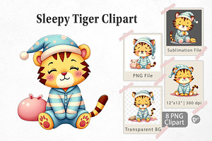 Sleepy Tiger Clipart, a Graphic by Artnoy