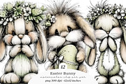 Watercolor easter bunny clipart Png, an Illustration by SinaCreation (Thumbnail 1 of 11)