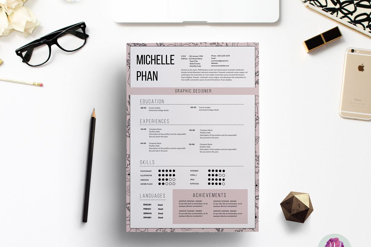 1 page resume template, a Resume Template by Chic templates (Photo 4 of 4)