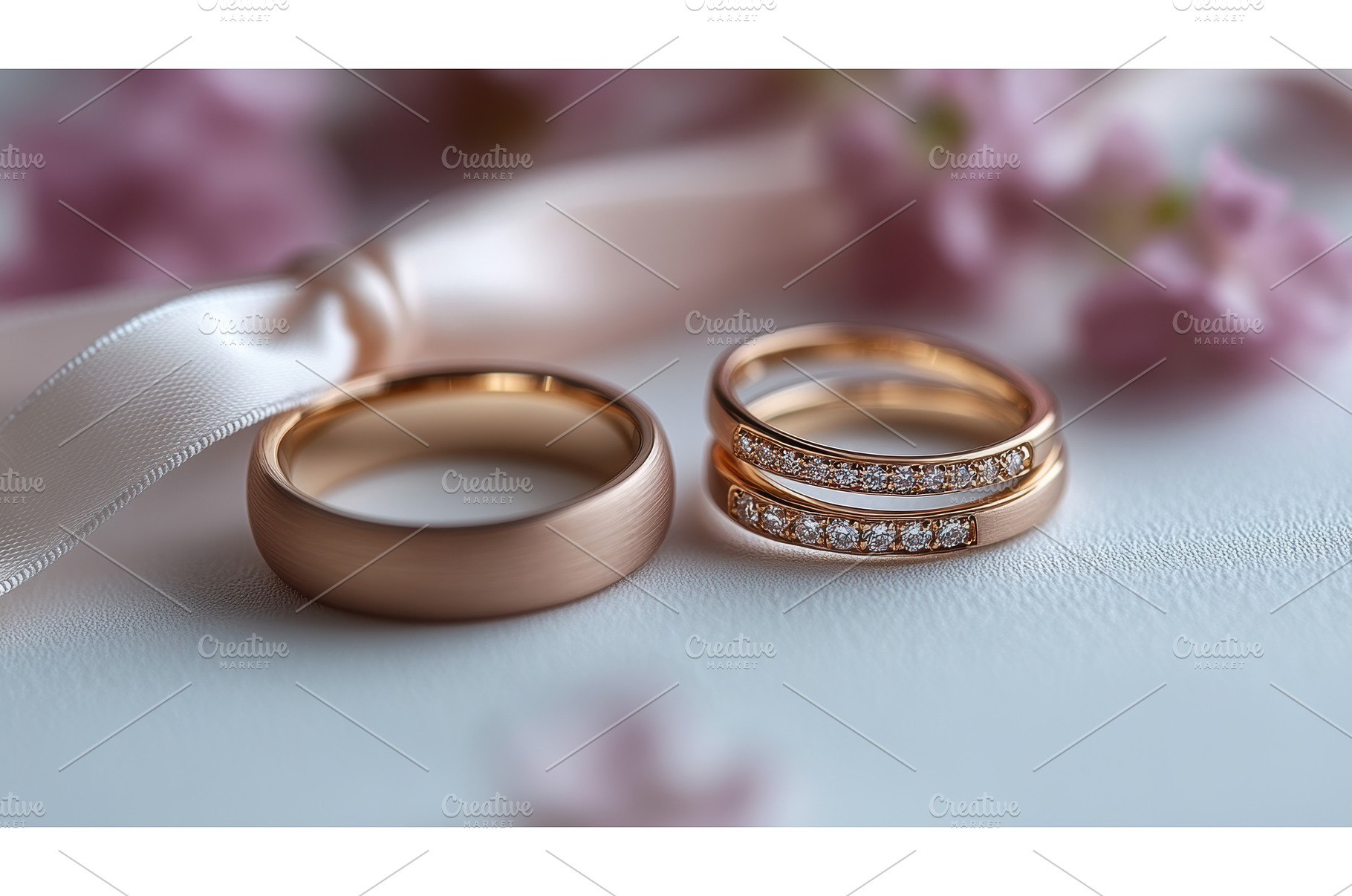 Elegant wedding rings with ribbon, a Photo by Rodica Ciorba