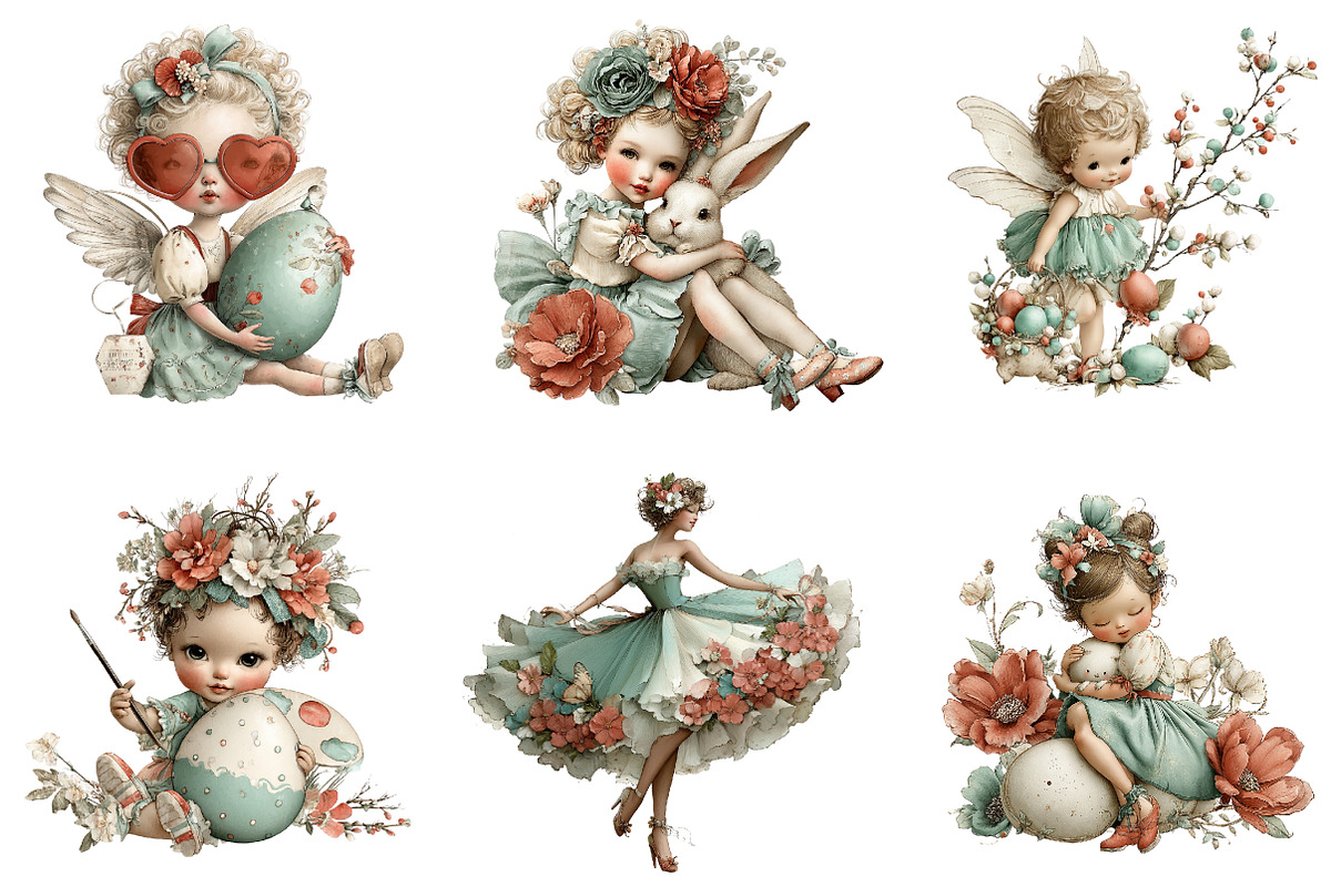 Whimsical Pastel Spring Fairies Png, an Illustration by CreationArt (Photo 4 of 7)
