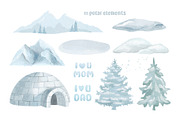 Watercolor Polar Bears Clipart, an Object Graphic by ArtGiftsStudio (Thumbnail 4 of 5)