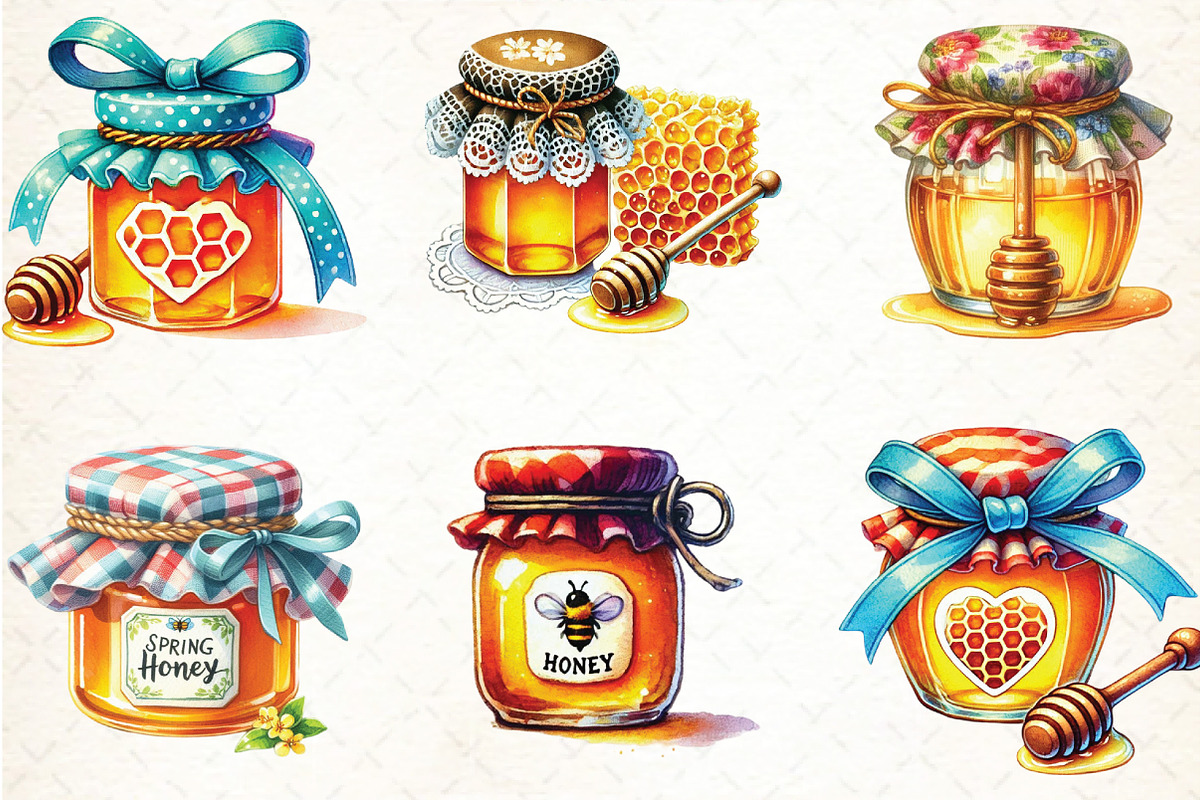 Spring Honey Jar Sublimation Clipart, an Illustration by DreamCafeArt (Photo 2 of 5)