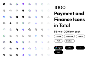 5 Style Set of 1000 Finance Icons, a Duotone Icon by Directico Design Kit