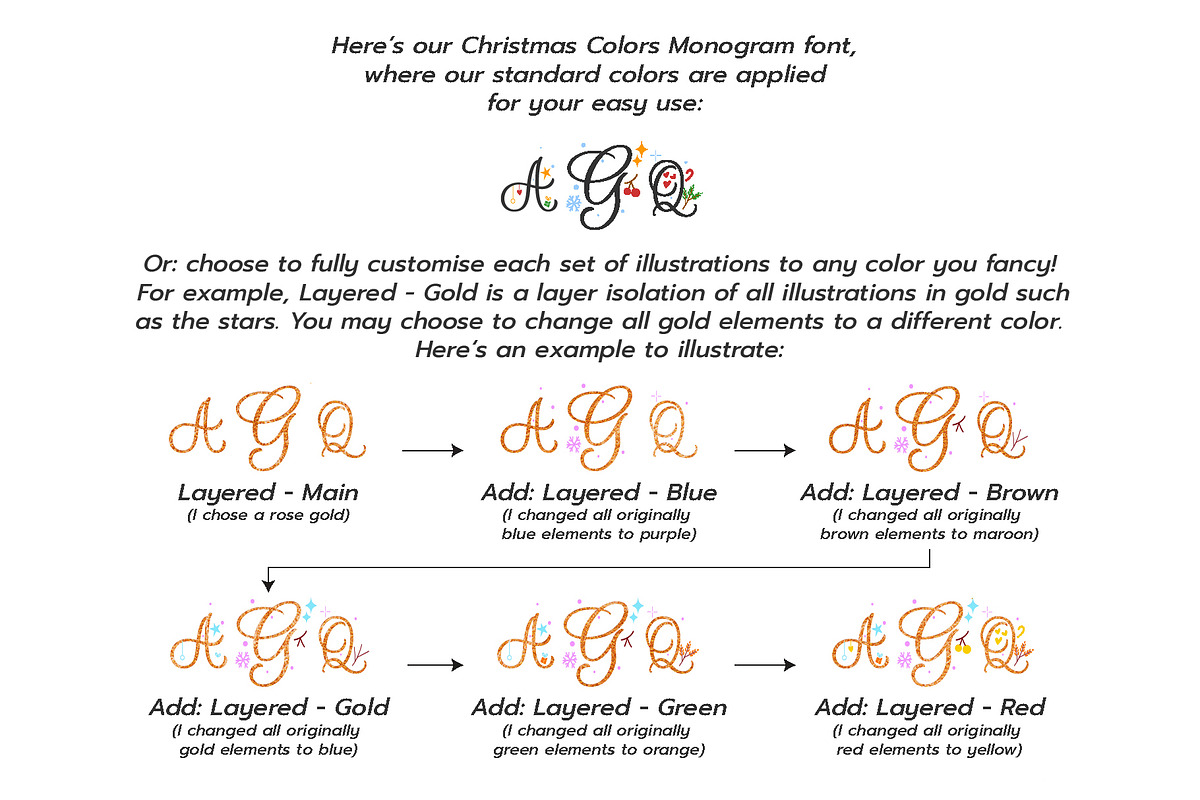 Christmas Colors Monogram Font, a Handwritten Font by Leah Design (Photo 6 of 10)