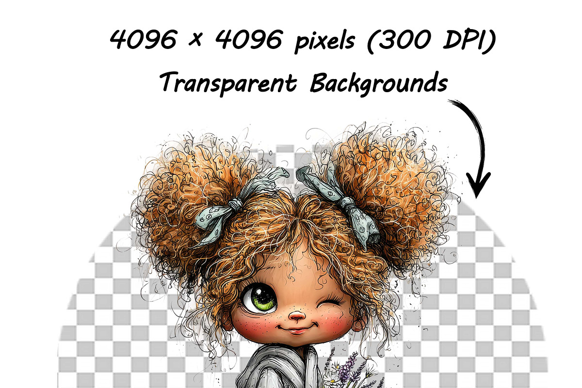Easter Whimsical Girl & Animals PNG, an Illustration by one-touch (Photo 9 of 11)