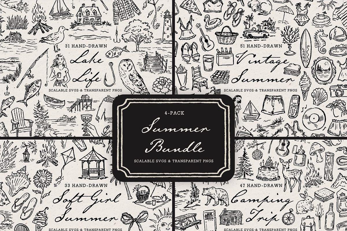Summer Beach Vacation Doodle Bundle, a Seasonal Illustration by The October Creative (Photo 1 of 13)