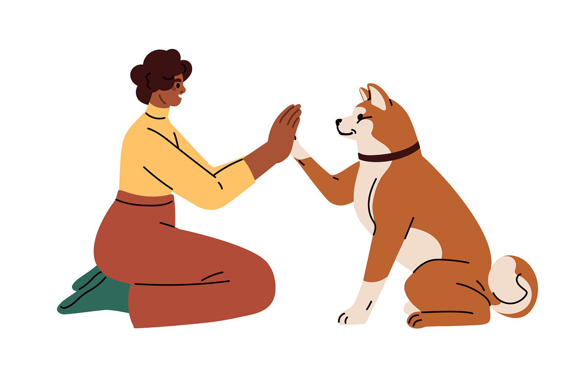 People giving high five to pets set, a Person Illustration by Good Studio (Photo 5 of 10)