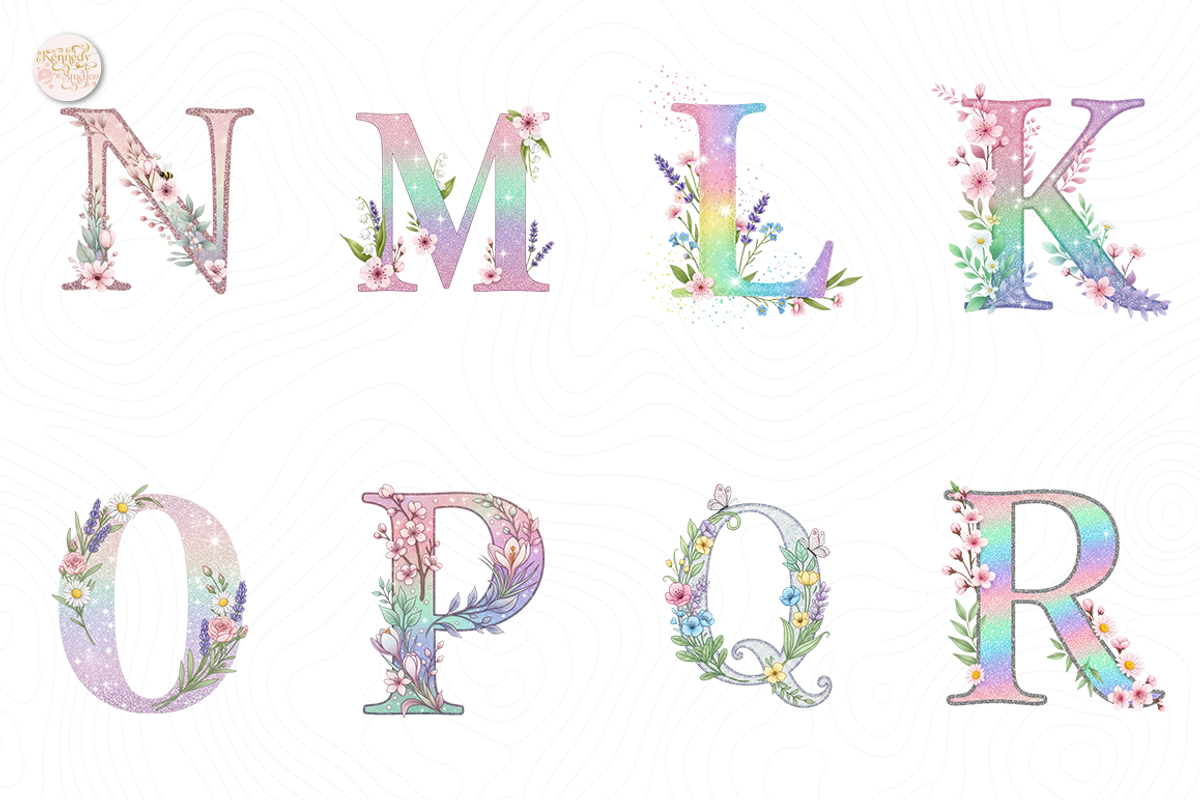 Pastel Glitter Spring Alphabet PNG, an Object Illustration by KennedyStudio (Photo 2 of 5)