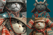 40 Samurai Cat Illustrations, an Animal Illustration by HipFonts (Thumbnail 2 of 11)