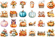 Watercolor Pumpkin Clipart. Fall Cli, an Illustration by Sublimation Artist (Thumbnail 2 of 6)