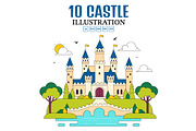10 Castle Vector Illustration, a Decorative Illustration by denayunebgt (Thumbnail 1 of 4)