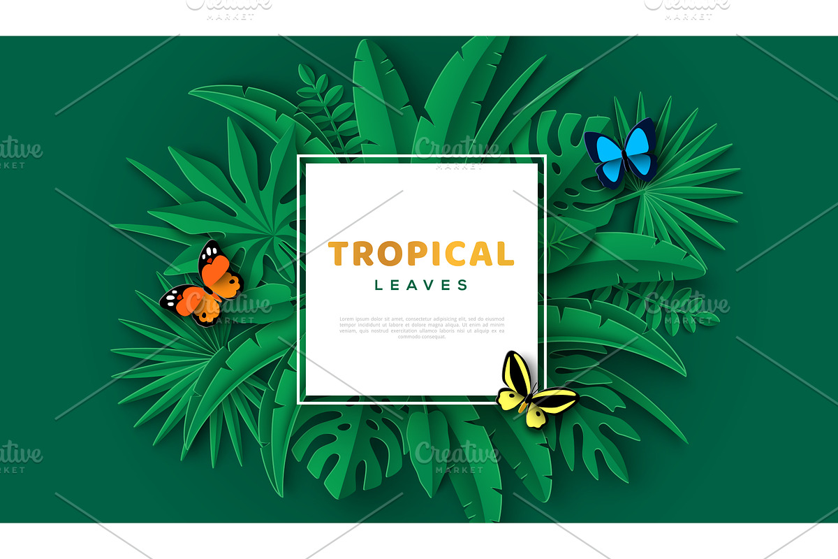 Tropical Leaves Butterfly Poster, an Animal Illustration by kotoffei