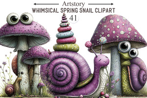 Whimsical Spring Snail Clipart, an Illustration by designcity5