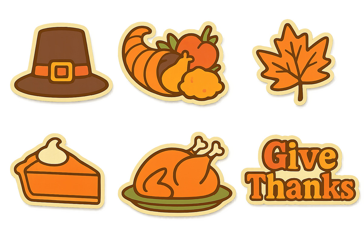 Thanksgiving autumn icons set featur, an Illustration by Dvoevnore photos